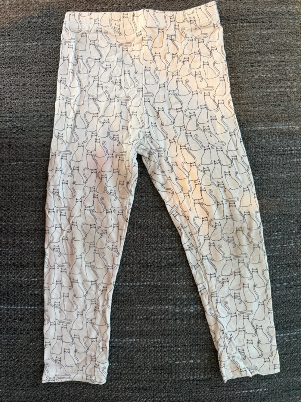 Kids White Cat-Print Casual Leggings